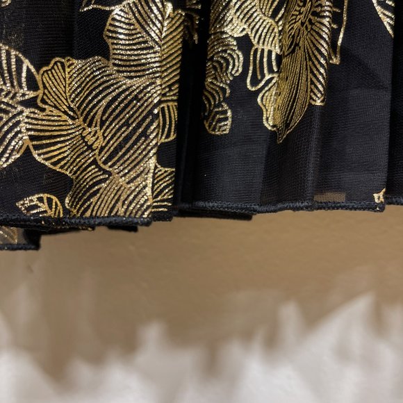 NWT MSK Metallic Print Pleated Blouson Gown Black Gold Sz 8 - Picture 11 of 15